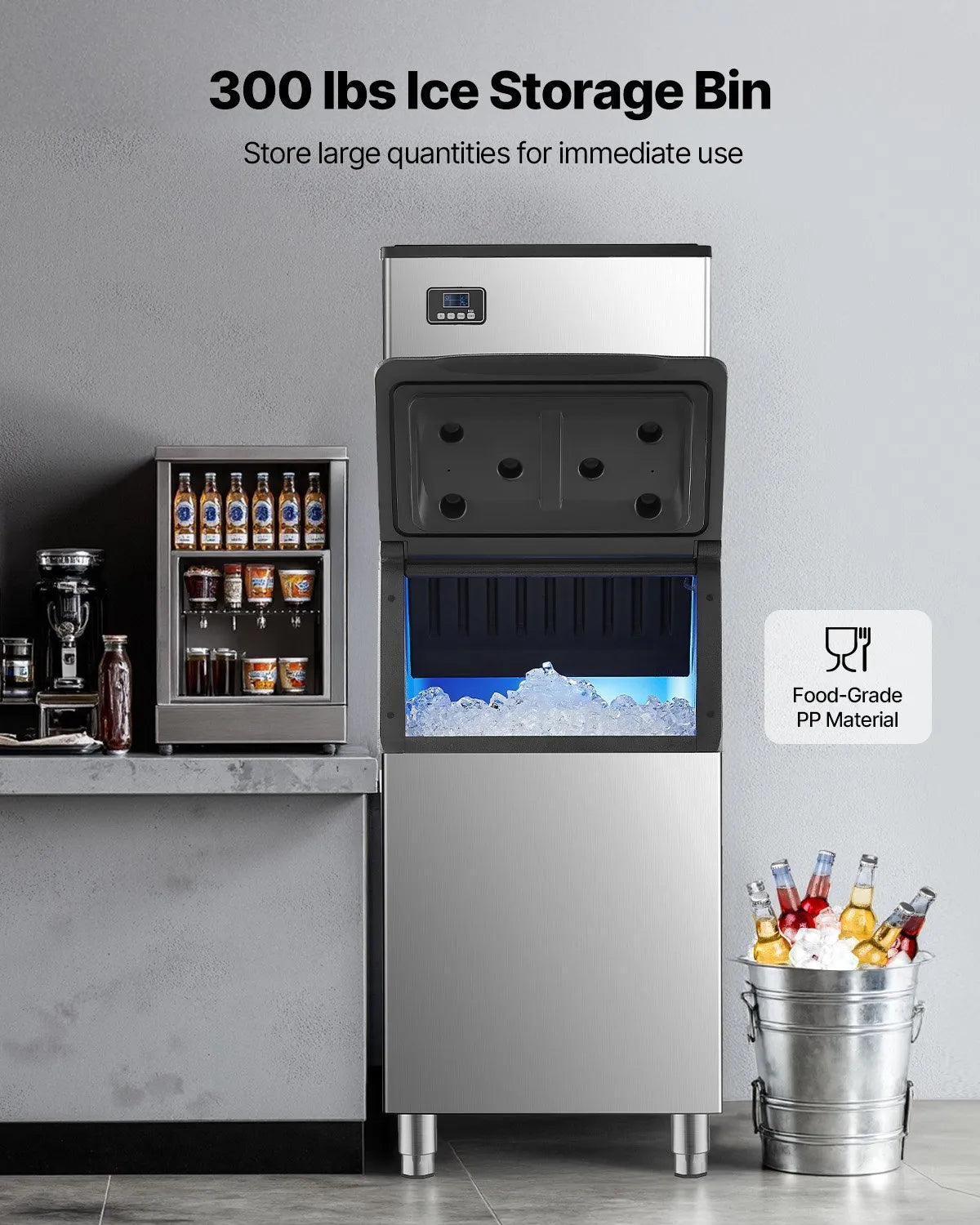 VEVOR Commercial Ice Maker 249.5 kg/24 h with 136 kg Storage Bin, Self-Cleaning, Touch Screen