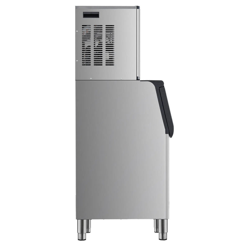 Komerciālā ledus mašīna 249,5 kg/24 h ar 136 kg ietilpīgu tvertni, automātisko pašattīrīšanos un skārienekrānu, piemērota bāriem, kafejnīcām un restorāniem