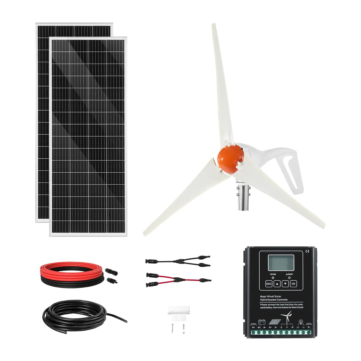 VEVOR Solar + Wind Kit 400W — 2 Panels, 200W Turbine