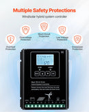 VEVOR 12 V 400 W saules un vēja enerģijas komplekts, 2 × 100 W monokristāliskie saules paneļi, 200 W vēja turbīna un MPPT saules/vēja hibrīdais kontrolieris, piemērots mājām, kemperiem, laivām un bezpiekļuves sistēmām