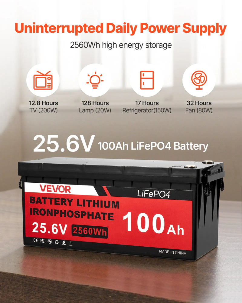 VEVOR 24 V 1000 W saules un vēja enerģijas komplekts ar 6 × 100 W monokristāliskiem paneļiem, 400 W turbīnu ar kontrolieri, 25,6 V 100 Ah LiFePO₄ akumulatoru un 24 V 3000 W hibrīdo invertoru mājām, laivām, namiņiem, saimniecībām