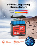 VEVOR 200 W 12 V pilns saules enerģijas komplekts ar 2 × 100 W monokristāliskiem paneļiem, 12,8 V 50 Ah LiFePO₄ akumulatoru, 40 A uzlādes kontrolieri un 800 W strāvas pārveidotāju, paredzēts kemperiem, mājām, kempingam, laivām un autonomām sistēmām