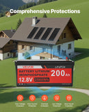 VEVOR 400 W pilns saules enerģijas komplekts ar 4 × 100 W monokristāliskajiem paneļiem, 12,8 V 200 Ah LiFePO₄ akumulatoru, 40 A MPPT uzlādes kontrolieri un 2000 W invertoru mājai, kemperiem, laivām un autonomām sistēmām