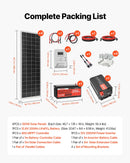 VEVOR 400 W pilns saules enerģijas komplekts ar 4 × 100 W monokristāliskajiem paneļiem, 12,8 V 200 Ah LiFePO₄ akumulatoru, 40 A MPPT uzlādes kontrolieri un 2000 W invertoru mājai, kemperiem, laivām un autonomām sistēmām