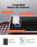 VEVOR 1200 W 24 V pilns saules enerģijas komplekts, 6 × 200 W monokristāliskie saules paneļi, 25,6 V 300 Ah LiFePO₄ akumulators, 24 V 3600 W hibrīdinvertors autonomām sistēmām lielai mājai, šķūnim vai saimniecībai