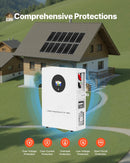 VEVOR 2400 W 48 V pilns saules enerģijas komplekts, 12 × 200 W monokristāliskie saules paneļi, 51,2 V 100 Ah LiFePO₄ akumulators, 48 V 5000 W hibrīdinvertors autonomām sistēmām lielai mājai, šķūnim vai saimniecībai