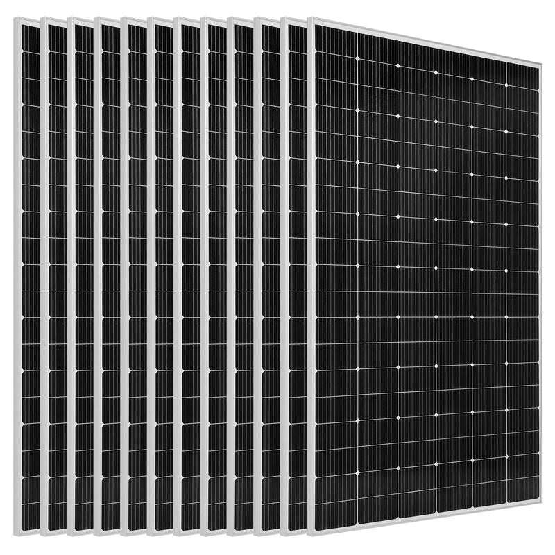 VEVOR 4800 W 48 V pilns saules enerģijas komplekts, 12 × 400 W monokristāliskie saules paneļi, 51,2 V 300 Ah LiFePO₄ akumulators, 2 × 5000 W hibrīdinvertori autonomām sistēmām lielai mājai, šķūnim vai saimniecībai