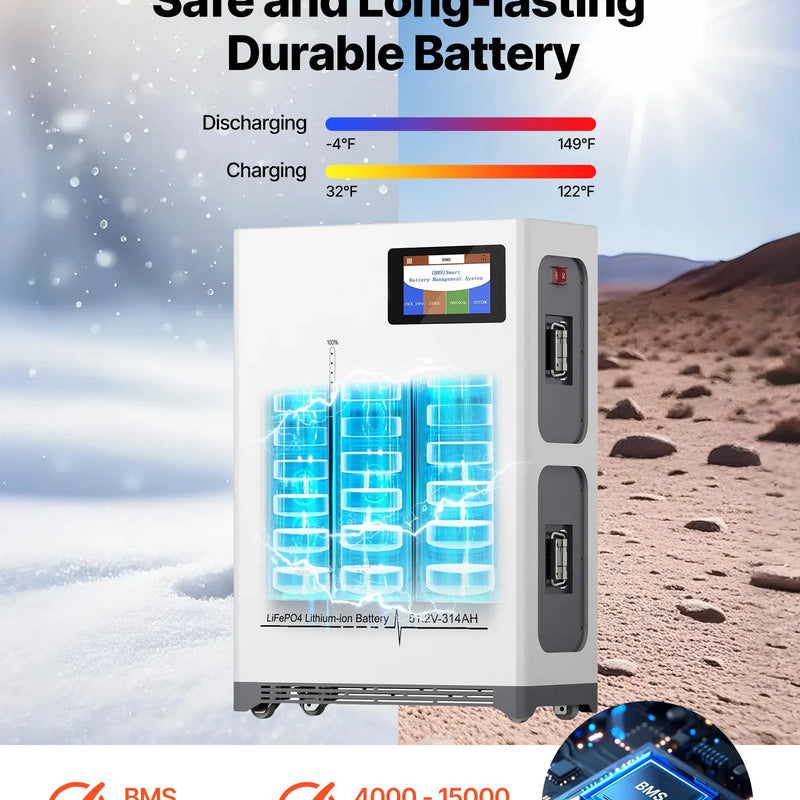 VEVOR 4800 W 48 V pilns saules enerģijas komplekts, 12 × 400 W monokristāliskie saules paneļi, 51,2 V 300 Ah LiFePO₄ akumulators, 2 × 5000 W hibrīdinvertori autonomām sistēmām lielai mājai, šķūnim vai saimniecībai