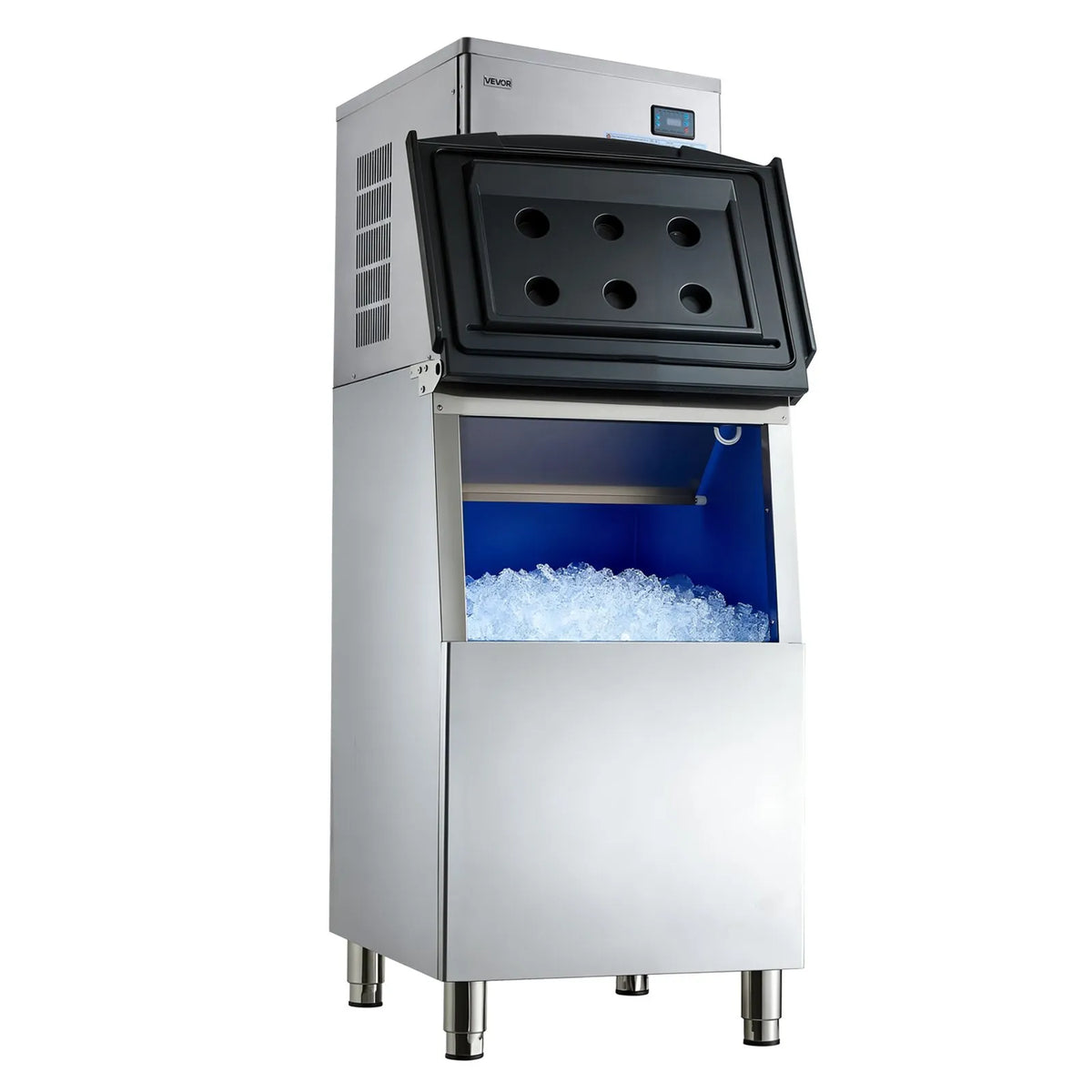 VEVOR Professional Ice Maker 204 kg/24 h with 113 kg Stainless Steel Storage Tank, Self-Cleaning, Touch Screen