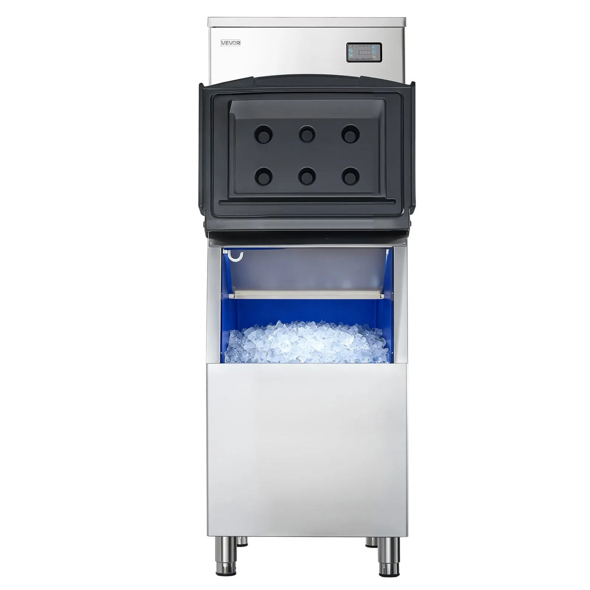 VEVOR Professional Ice Maker 204 kg/24 h with 113 kg Stainless Steel Storage Tank, Self-Cleaning, Touch Screen