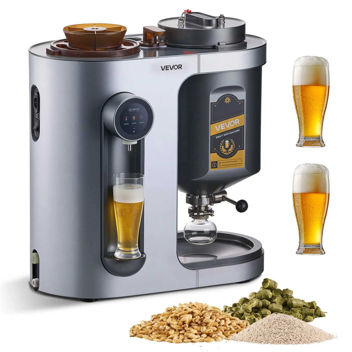 VEVOR automātiskā mājas alus darīšanas iekārta 1500 W, 13 L, ar misas vārīšanas funkciju, 304 nerūsējošā tērauda tvertne, automātiska temperatūras un spiediena kontrole - ZEMLETES.LV