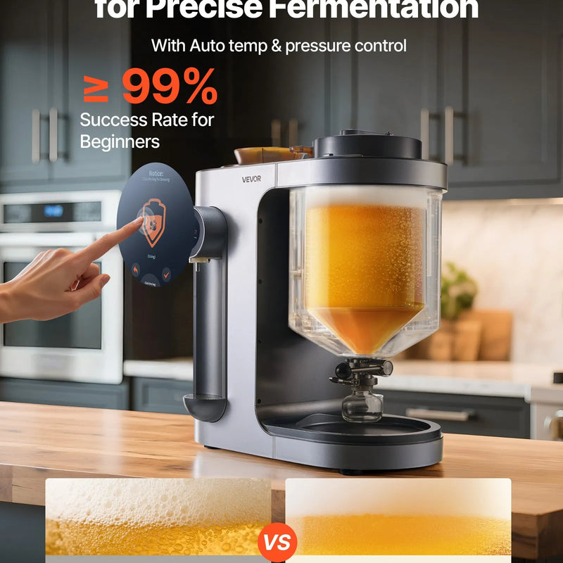 VEVOR automātiskā mājas alus darīšanas iekārta 1500 W, 13 L, ar misas vārīšanas funkciju, 304 nerūsējošā tērauda tvertne, automātiska temperatūras un spiediena kontrole - ZEMLETES.LV