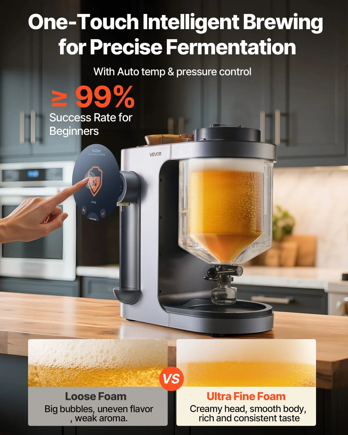 VEVOR automātiskā mājas alus darīšanas iekārta 1500 W, 13 L, ar misas vārīšanas funkciju, 304 nerūsējošā tērauda tvertne, automātiska temperatūras un spiediena kontrole - ZEMLETES.LV
