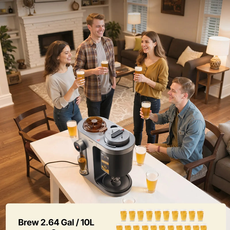 VEVOR automātiskā mājas alus darīšanas iekārta 1500 W, 13 L, ar misas vārīšanas funkciju, 304 nerūsējošā tērauda tvertne, automātiska temperatūras un spiediena kontrole - ZEMLETES.LV