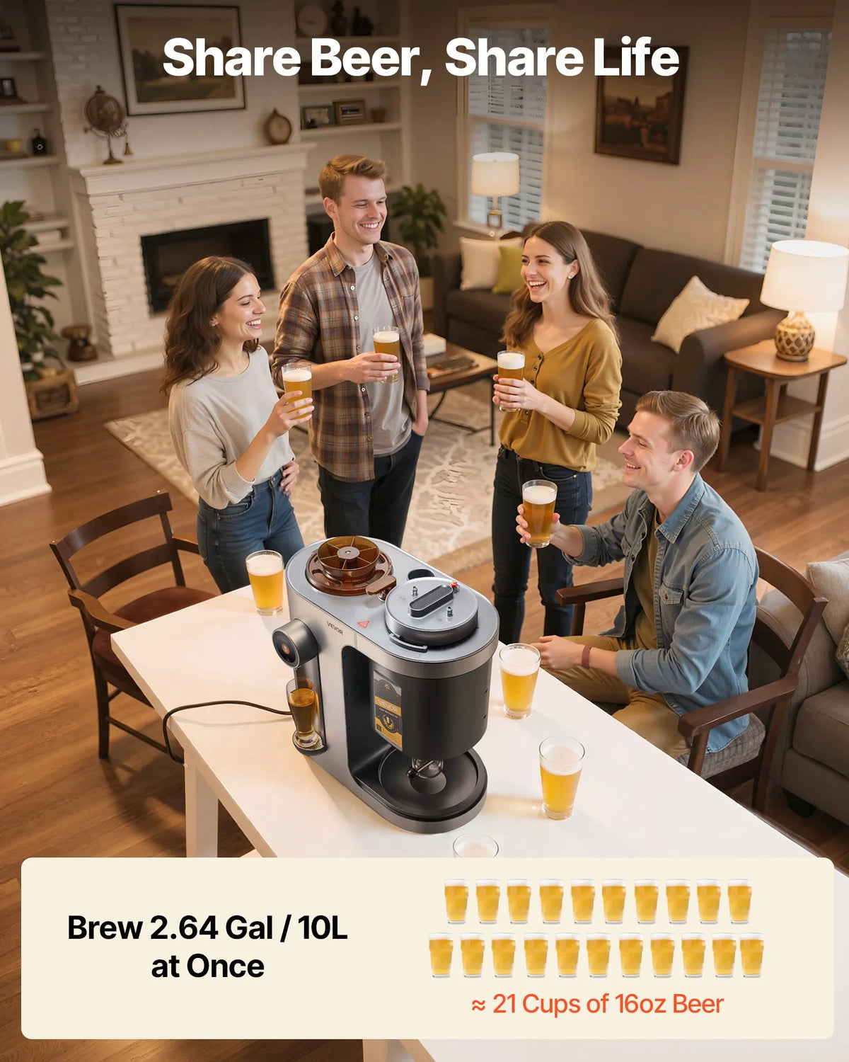 VEVOR automātiskā mājas alus darīšanas iekārta 1500 W, 13 L, ar misas vārīšanas funkciju, 304 nerūsējošā tērauda tvertne, automātiska temperatūras un spiediena kontrole - ZEMLETES.LV