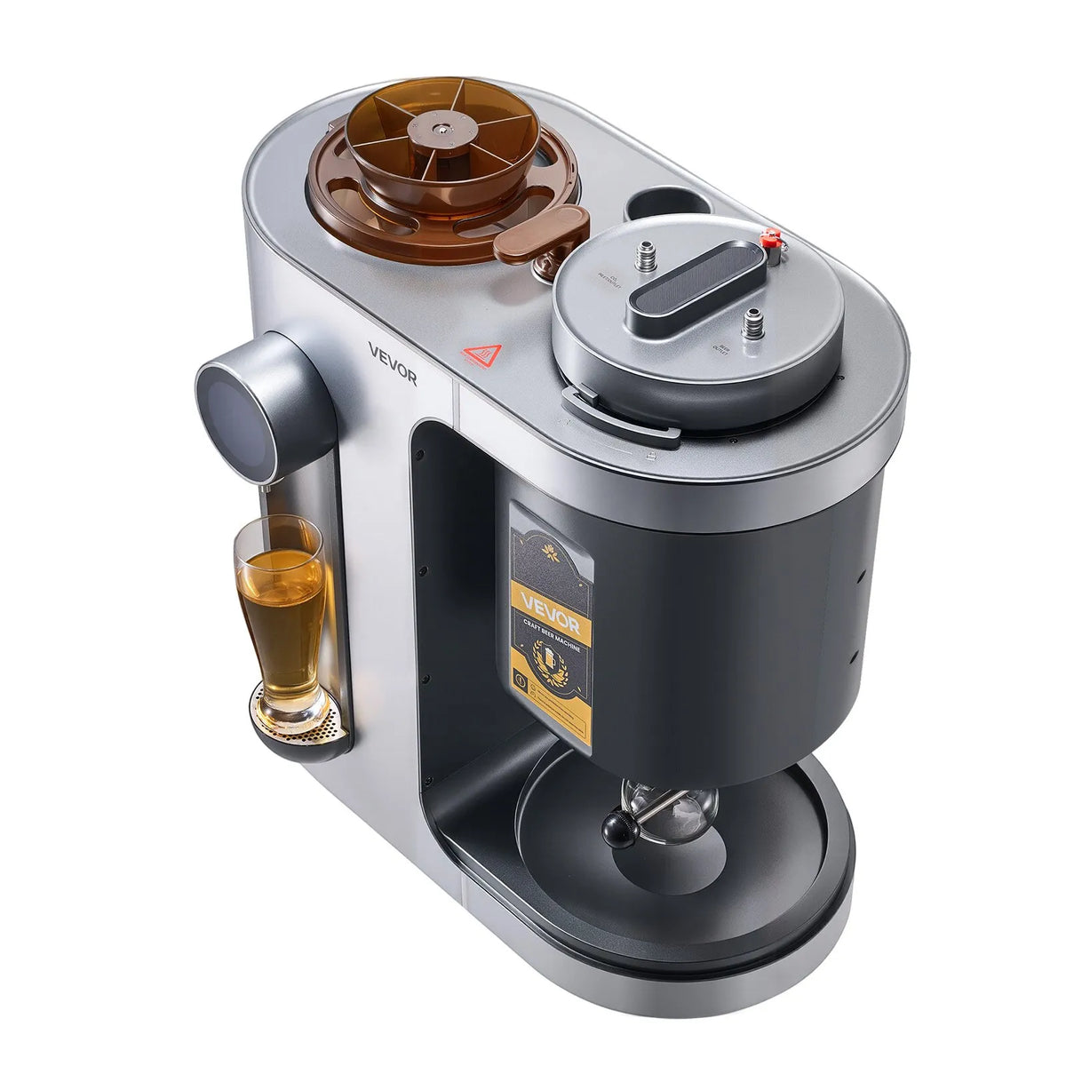 VEVOR automātiskā mājas alus darīšanas iekārta 1500 W, 13 L, ar misas vārīšanas funkciju, 304 nerūsējošā tērauda tvertne, automātiska temperatūras un spiediena kontrole - ZEMLETES.LV