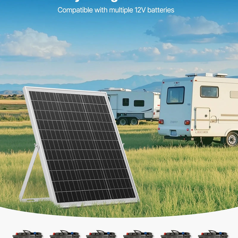 VEVOR 25 W 12 V saules paneļa akumulatora lādētājs ar viedo MPPT kontrolieri un regulējamu stiprinājuma kronšteinu, IP67 ūdensizturīgu konstrukciju, piemērots automašīnām, laivām, kemperiem, motocikliem un piekabēm