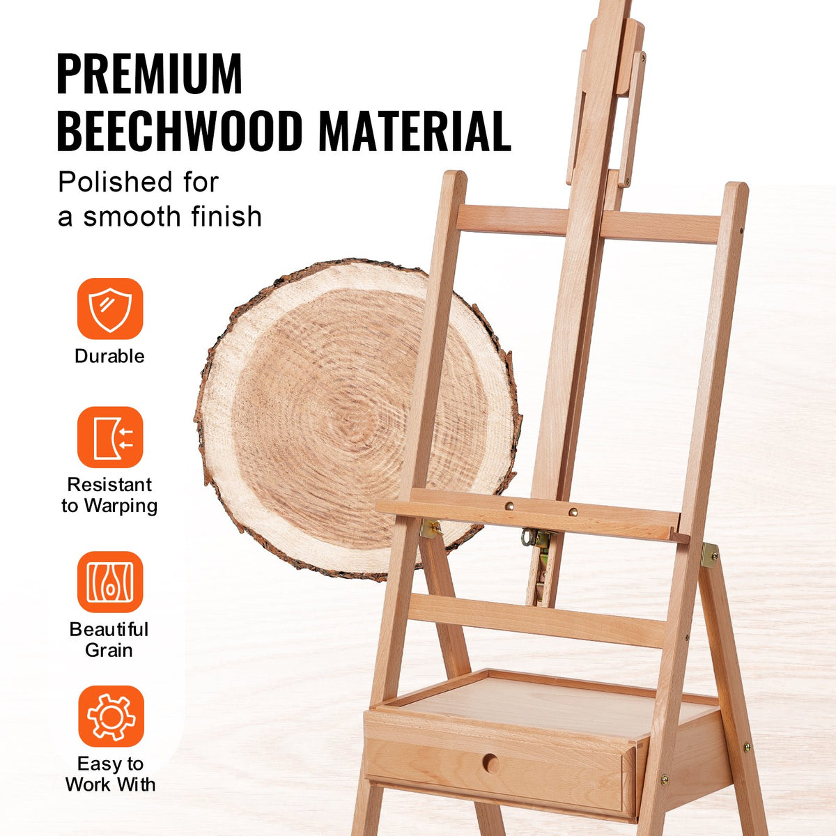 VEVOR French Art Easel with Drawers, Foldable, Beech Wood, Canvas up to 91 cm