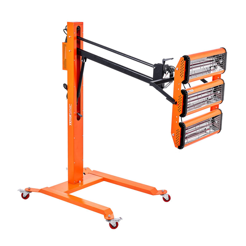 VEVOR 3300W infrasarkanā krāsas žāvēšanas lampa ar statīvu, 0,8 m² pārklājums, 1-60 min taimeris