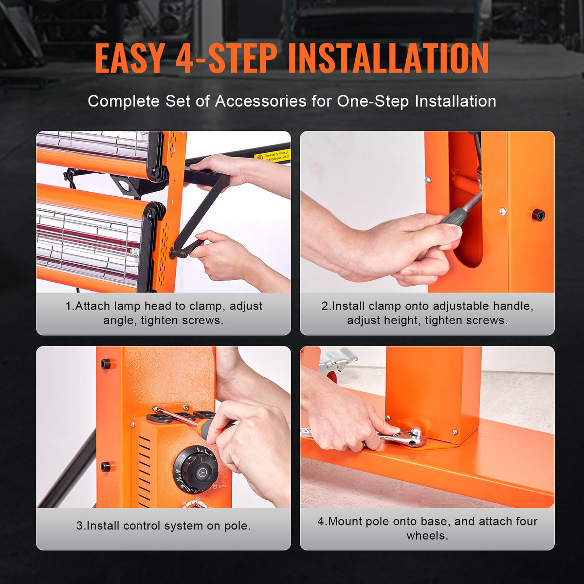 VEVOR Infrared Drying Lamp, 3300 W, with 1–60 min Timer and Auto Heat-up, on Stand, 0.8 m² Drying Area, for Painting and Repair Work, Body and Engine Drying