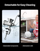 Rokas gaļas maļamā mašīna, 304 nerūsējošā tērauda ar rokas kloķi un tērauda stiprinājumu pie galda, desu pildītājs ar 2 griešanas diskiem un desu uzgali, pārtikas smalcinātājs liellopa, cūkgaļas un čili pagatavošanai