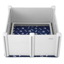 VEVOR suņu dzemdību kaste ar malām un paliktni, 98 × 98 × 46 cm, PVC, ar aizsargstieņiem kucēniem un suņiem