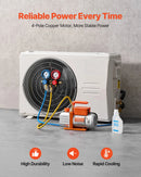 VEVOR vienpakāpes HVAC vakuuma sūknis ar manometru komplektu 127 l/min, rotācijas lāpstiņu konstrukcija, piemērots R134a, R22, R410A, R1234YF un R32, ar pārnēsāšanas somu automobiļu gaisa kondicionēšanai