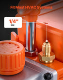 VEVOR vienpakāpes HVAC vakuuma sūknis ar manometru komplektu 127 l/min, rotācijas lāpstiņu konstrukcija, piemērots R134a, R22, R410A, R1234YF un R32, ar pārnēsāšanas somu automobiļu gaisa kondicionēšanai