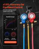 VEVOR gaisa kondicionēšanas vakuumsūkņa un manometru komplekts 99 l/min, vienpakāpes rotācijas lāpstiņu HVAC vakuumsūknis automobiļu un HVAC sistēmām R134a, R22, R410a, R1234YF un R32, ar pārnēsāšanas somu