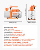 VEVOR AC vakuuma sūkņa un manometru komplekts 198 l/min, divpakāpju rotācijas lāpstiņu HVAC vakuuma sūknis ar A/C manometru kolektoru, noplūžu detektoru un pārnēsāšanas somu, paredzēts R134a / R22 / R410a auto un HVAC gaisa kondicionēšanas sistēmām