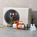 VEVOR AC vakuuma sūkņa un manometru komplekts 198 l/min, divpakāpju rotācijas lāpstiņu HVAC vakuuma sūknis ar A/C manometru kolektoru, noplūžu detektoru un pārnēsāšanas somu, paredzēts R134a / R22 / R410a auto un HVAC gaisa kondicionēšanas sistēmām