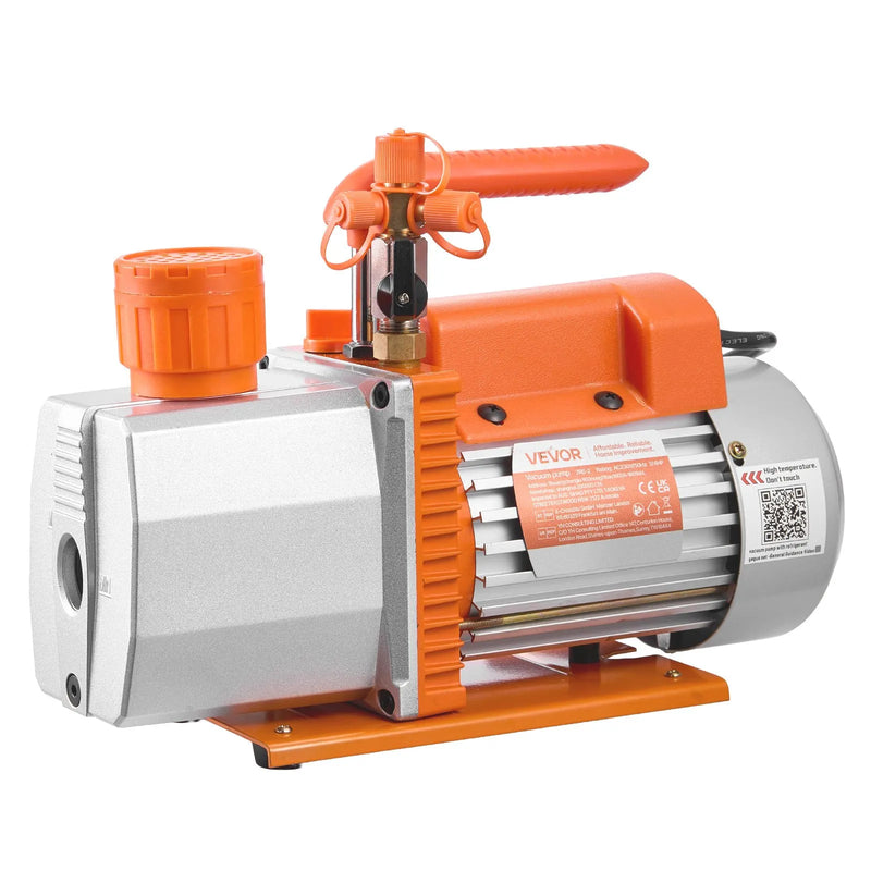 VEVOR AC vakuuma sūkņa un manometru komplekts 198 l/min, divpakāpju rotācijas lāpstiņu HVAC vakuuma sūknis ar A/C manometru kolektoru, noplūžu detektoru un pārnēsāšanas somu, paredzēts R134a / R22 / R410a auto un HVAC gaisa kondicionēšanas sistēmām