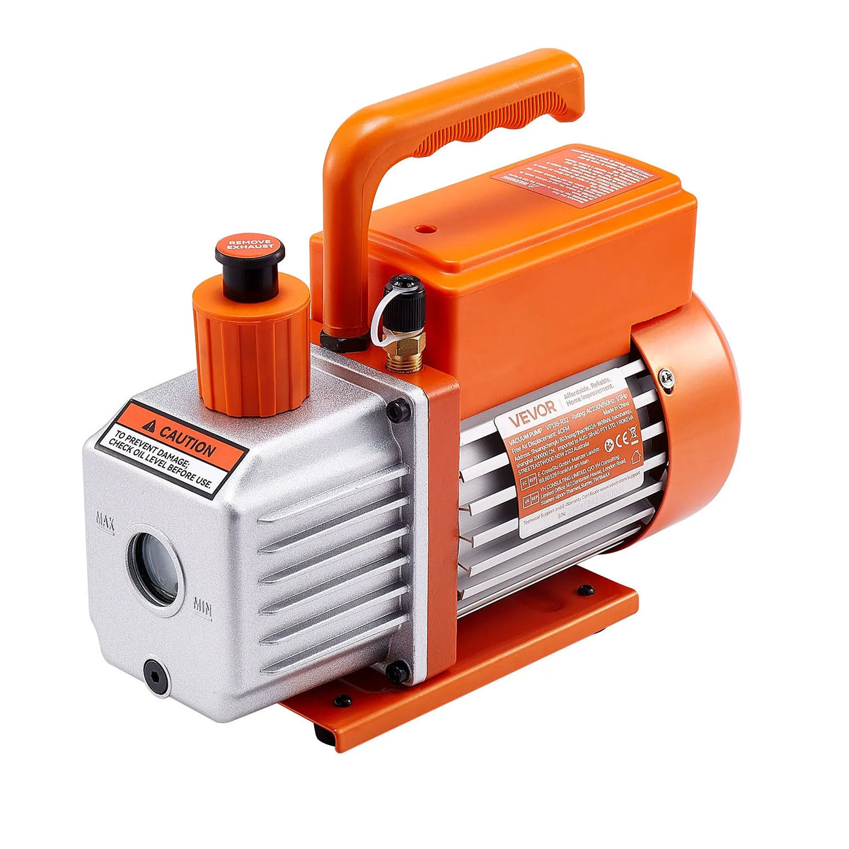 VEVOR Vacuum Pump 115 l/min with Gauge Kit, Single-Stage Rotary Vane HVAC Vacuum Pump with Refrigerant Manifold Gauges, Leak Detector and Carrying Bag for R134a, R22, R410a and R1234YF Systems