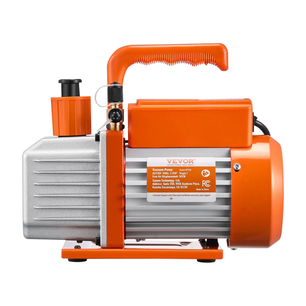 VEVOR Vacuum Pump 300 l/min, Single-Stage Rotary Vane HVAC Vacuum Pump for R134a / R22 / R410a Systems, Kit with Oil Bottle, for Car Air Conditioning Maintenance and Resin Degassing