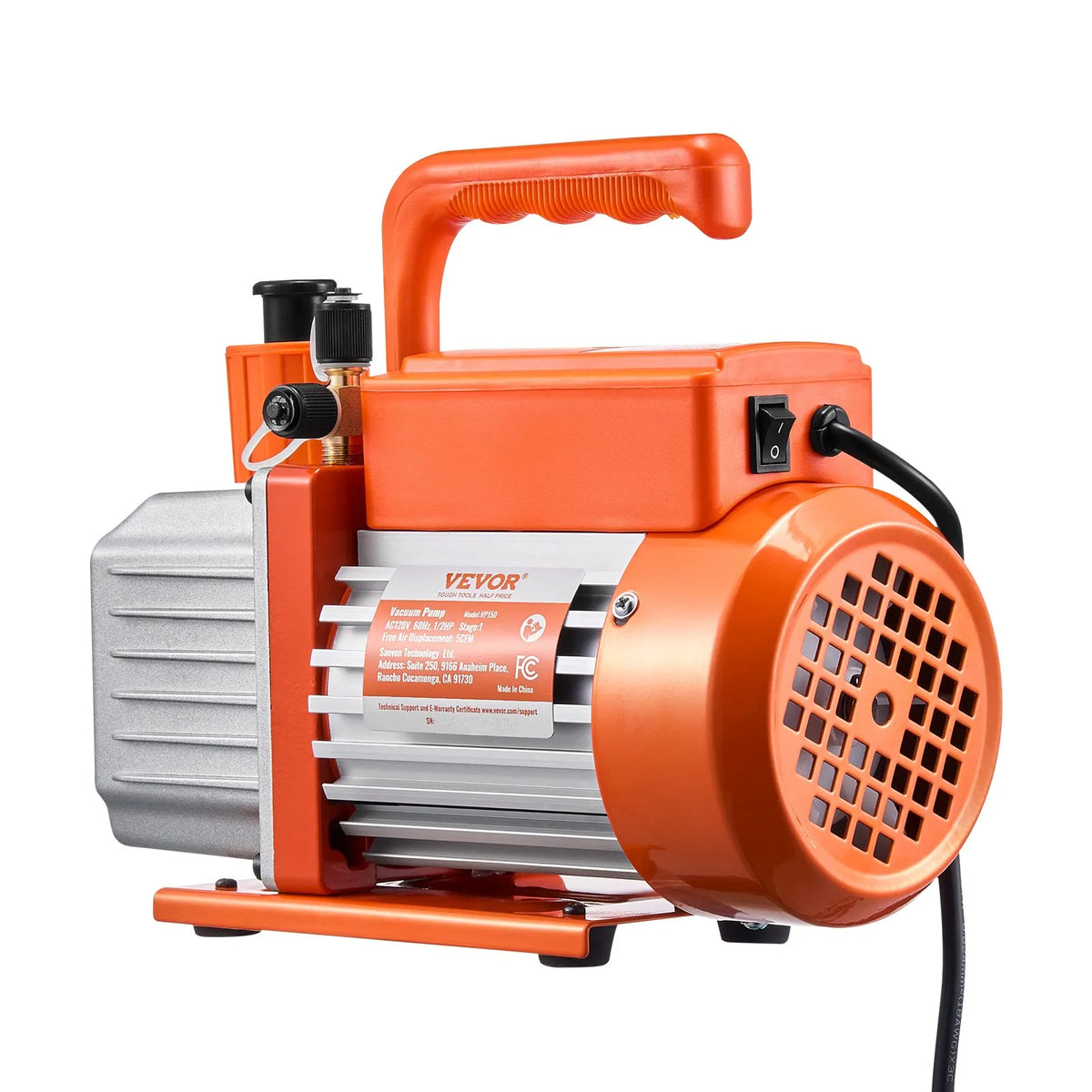 VEVOR Vacuum Pump 300 l/min, Single-Stage Rotary Vane HVAC Vacuum Pump for R134a / R22 / R410a Systems, Kit with Oil Bottle, for Car Air Conditioning Maintenance and Resin Degassing