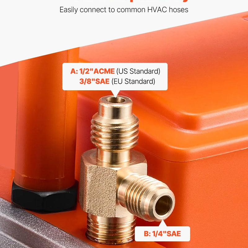 VEVOR vakuuma sūknis 300 l/min, vienpakāpes rotācijas lāpstiņu HVAC vakuuma sūknis R134a / R22 / R410a sistēmām, komplekts ar eļļas pudeli, paredzēts automobiļu kondicionieru apkopei un sveķu degazēšanai