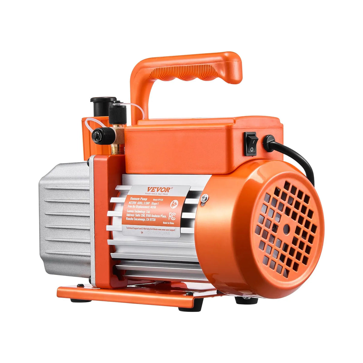 VEVOR Vacuum Pump 233 l/min, Single-Stage Rotary Vane HVAC Vacuum Pump for R134a / R22 / R410a Systems, Kit with Oil Bottle, for Car Air Conditioning Maintenance and Resin Degassing