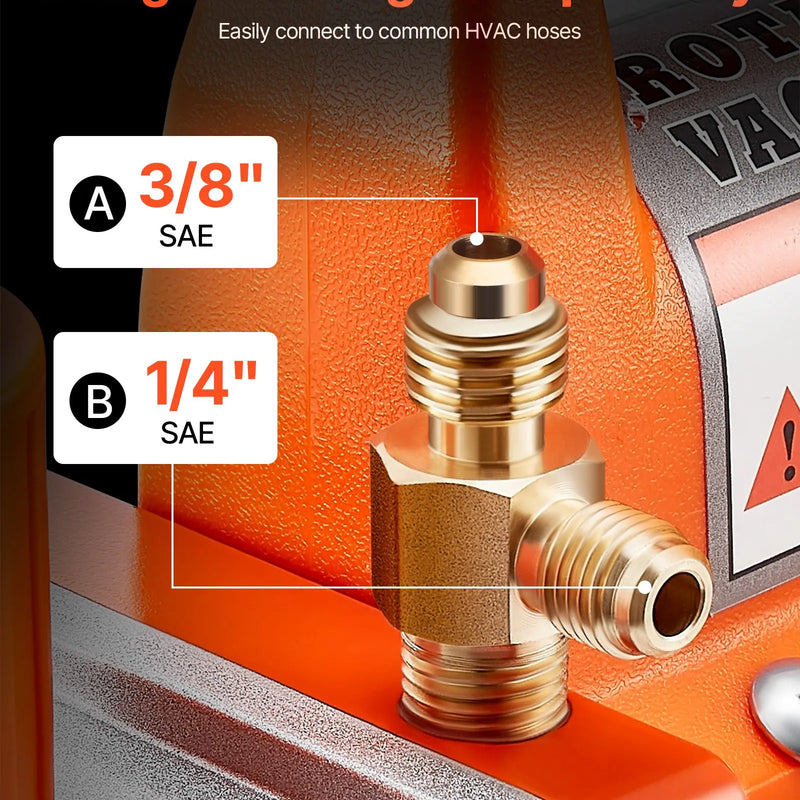 VEVOR vakuuma sūknis 100 l/min, vienpakāpes rotācijas lāpstiņu HVAC AC vakuuma sūknis ar 4 polu motoru, 5 Pa galējais vakuums, paredzēts R134a / R22 / R410a sistēmām, komplekts ar eļļas pudeli, automobiļu kondicionieru apkopei un sveķu degazēšanai