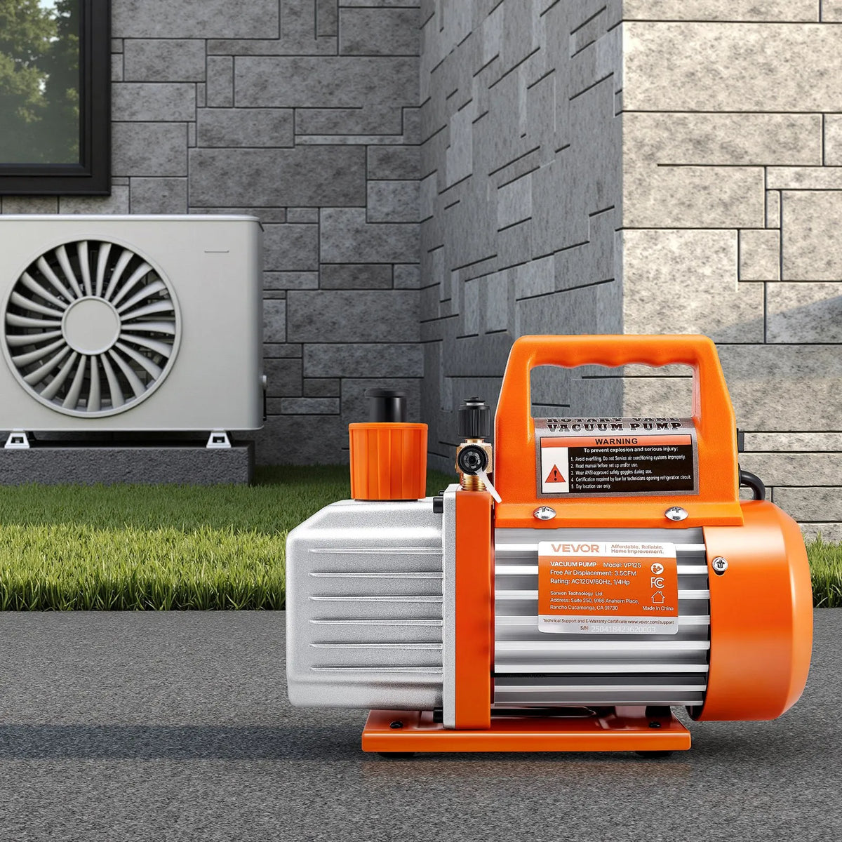 VEVOR Vacuum Pump 100 l/min, Single-Stage Rotary Vane HVAC AC Vacuum Pump with 4-Pole Motor, 5 Pa Ultimate Vacuum, for R134a / R22 / R410a Systems, Includes Oil Bottle, for Car Air Conditioning Maintenance and Resin Degassing