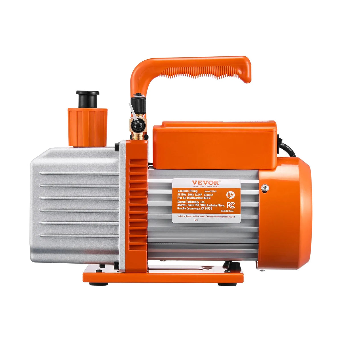 VEVOR Vacuum Pump 367 l/min (6 CFM), Two-Stage Rotary Vane HVAC Vacuum Pump for Car Air Conditioning Systems, Suitable for R134a, R22 and R410a, Kit with Oil Bottle for Air Conditioning Maintenance and Resin Degassing