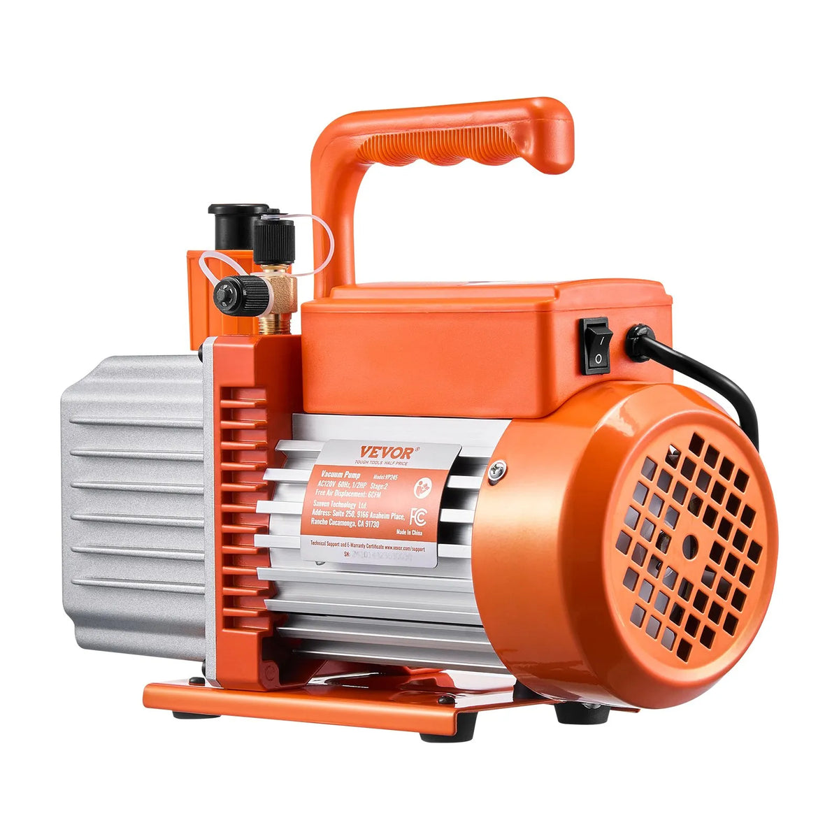 VEVOR Vacuum Pump 367 l/min (6 CFM), Two-Stage Rotary Vane HVAC Vacuum Pump for Car Air Conditioning Systems, Suitable for R134a, R22 and R410a, Kit with Oil Bottle for Air Conditioning Maintenance and Resin Degassing