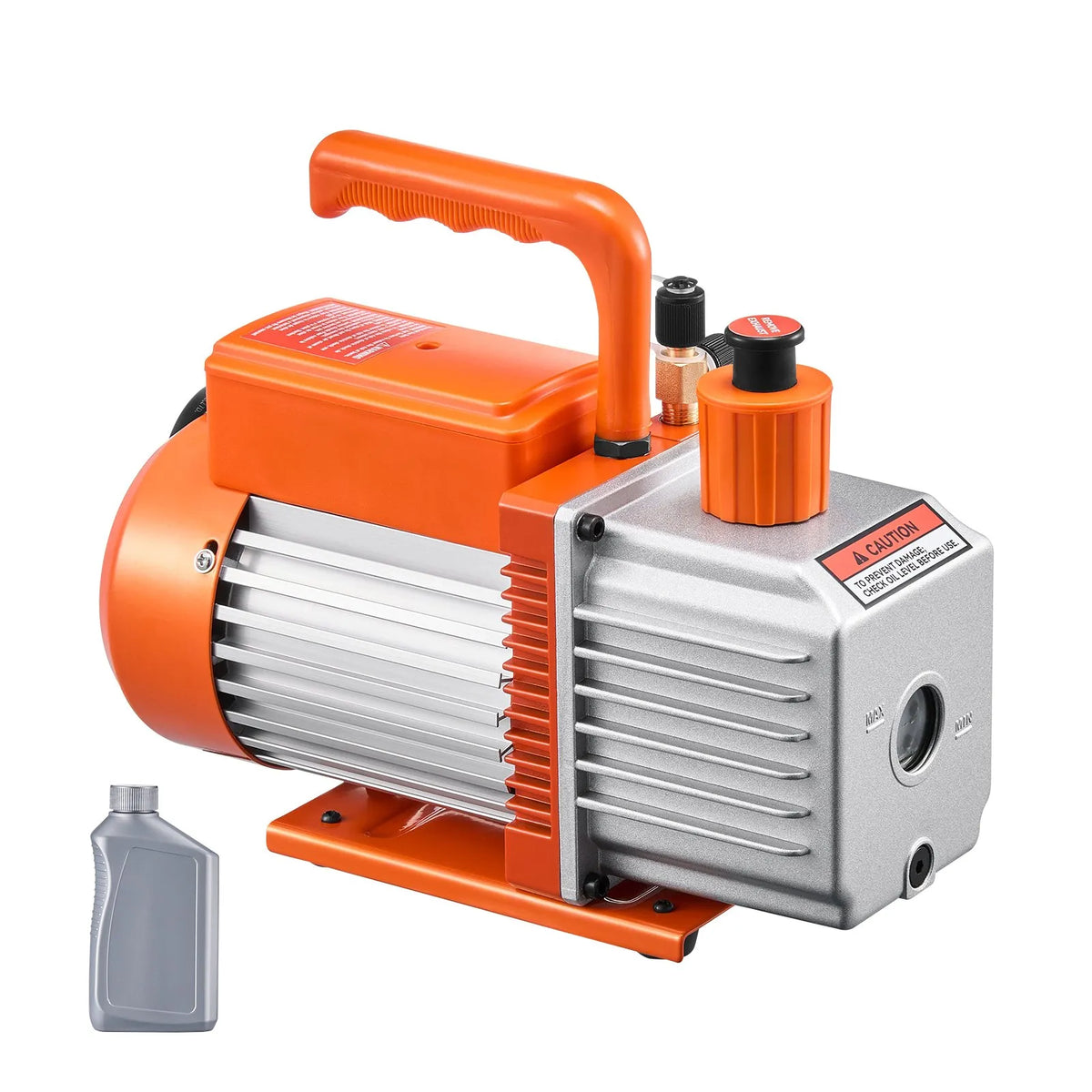 VEVOR Vacuum Pump 367 l/min (6 CFM), Two-Stage Rotary Vane HVAC Vacuum Pump for Car Air Conditioning Systems, Suitable for R134a, R22 and R410a, Kit with Oil Bottle for Air Conditioning Maintenance and Resin Degassing