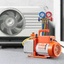 VEVOR vakuumsūknis 533 l/min, divpakāpju rotācijas lāpstiņu HVAC vakuumsūknis R134a, R22 un R410a sistēmām, automobiļu gaisa kondicionēšanas apkopei un sveķu degazēšanai ar eļļas pudeli