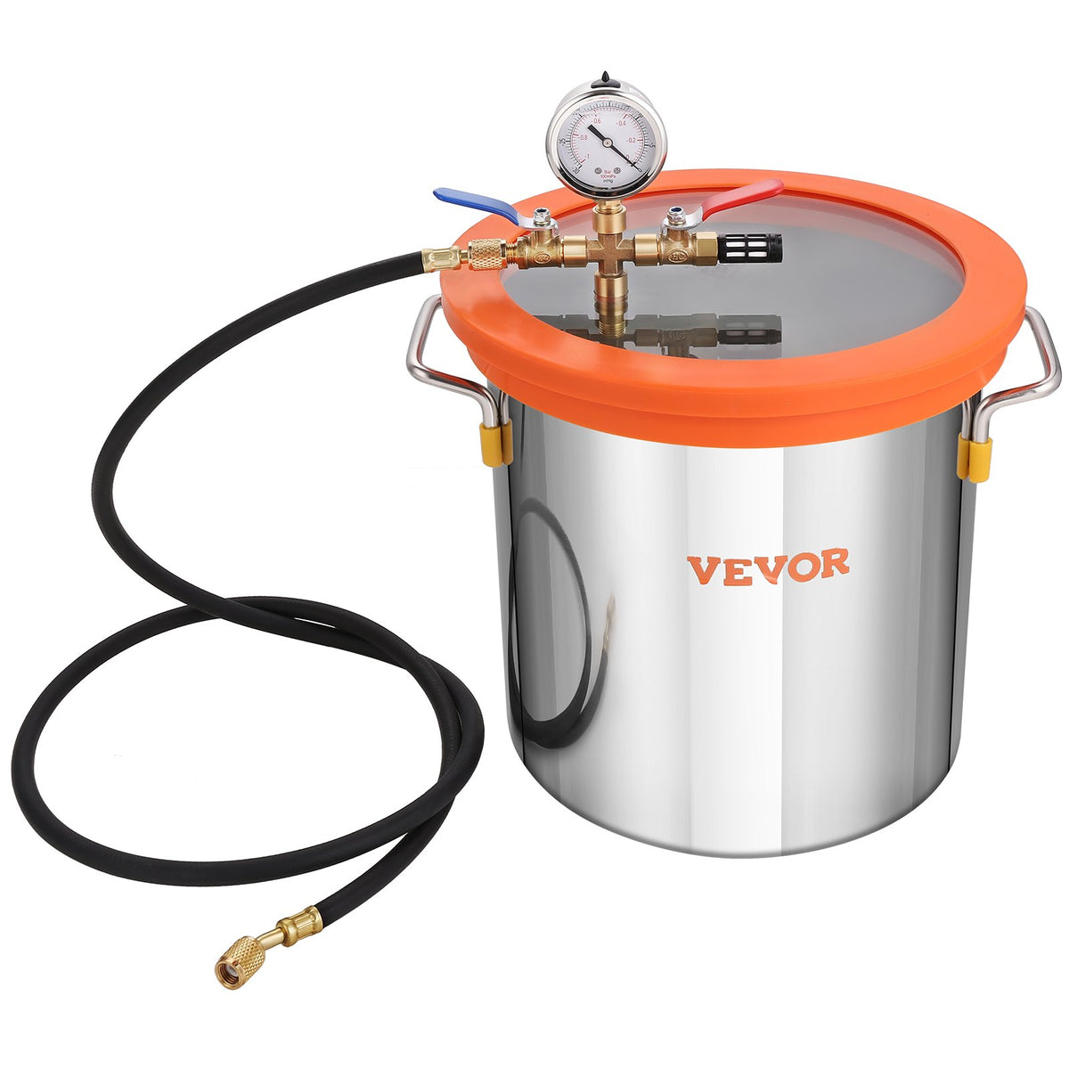 VEVOR Vacuum Chamber 18.9 L with Single-Stage Vacuum Pump 99 L/min, Tempered Glass Lid, Includes 250 ml Oil Bottle, for Wood Stabilisation, Silicone and Epoxy Degassing