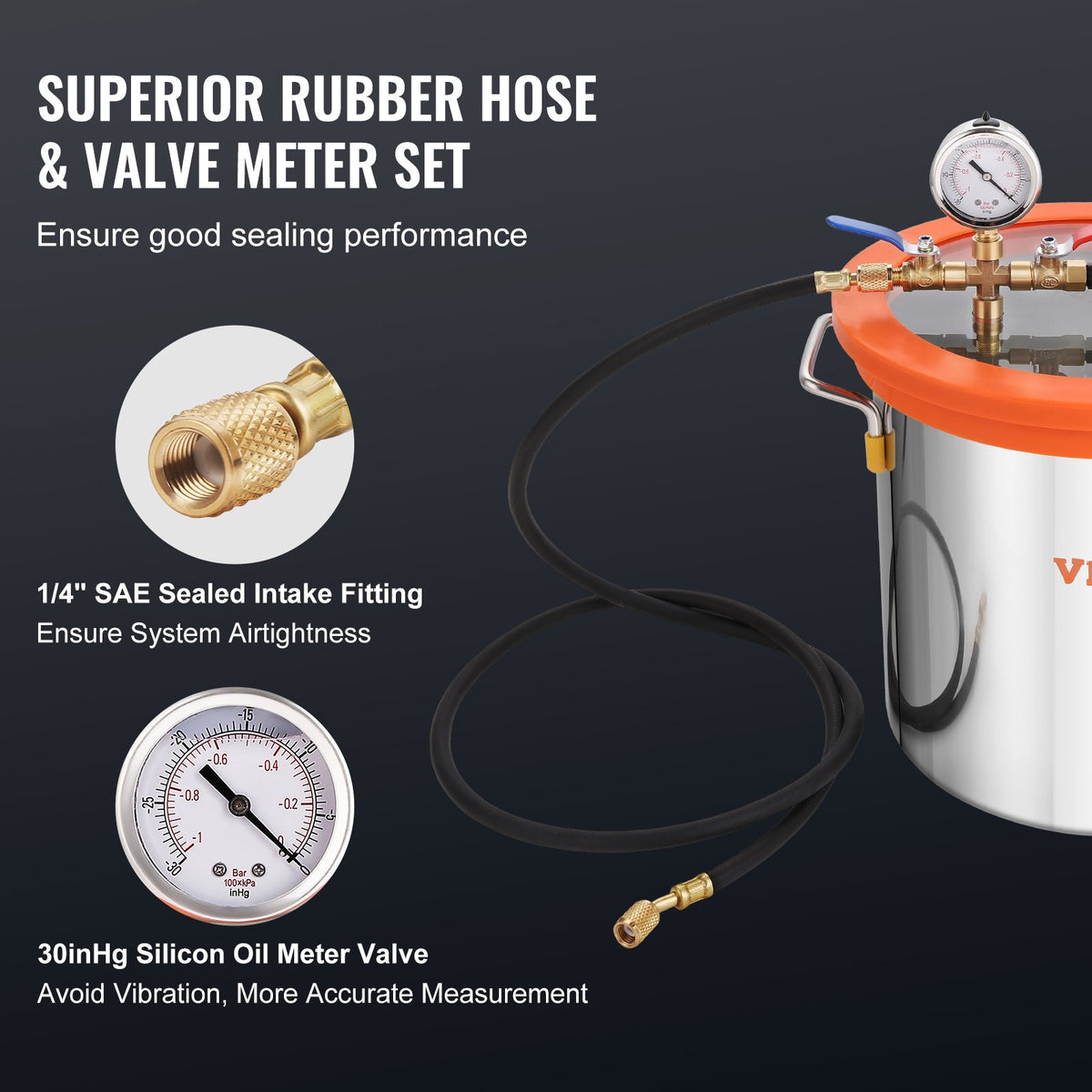 VEVOR Vacuum Chamber 18.9 L with Single-Stage Vacuum Pump 99 L/min, Tempered Glass Lid, Includes 250 ml Oil Bottle, for Wood Stabilisation, Silicone and Epoxy Degassing
