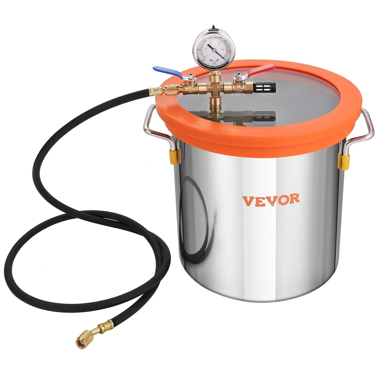 VEVOR Vacuum Chamber 11.4 L with Single-Stage Vacuum Pump 99 L/min, Tempered Glass Lid, Includes 250 ml Oil Bottle, for Wood Stabilisation and Silicone and Epoxy Degassing