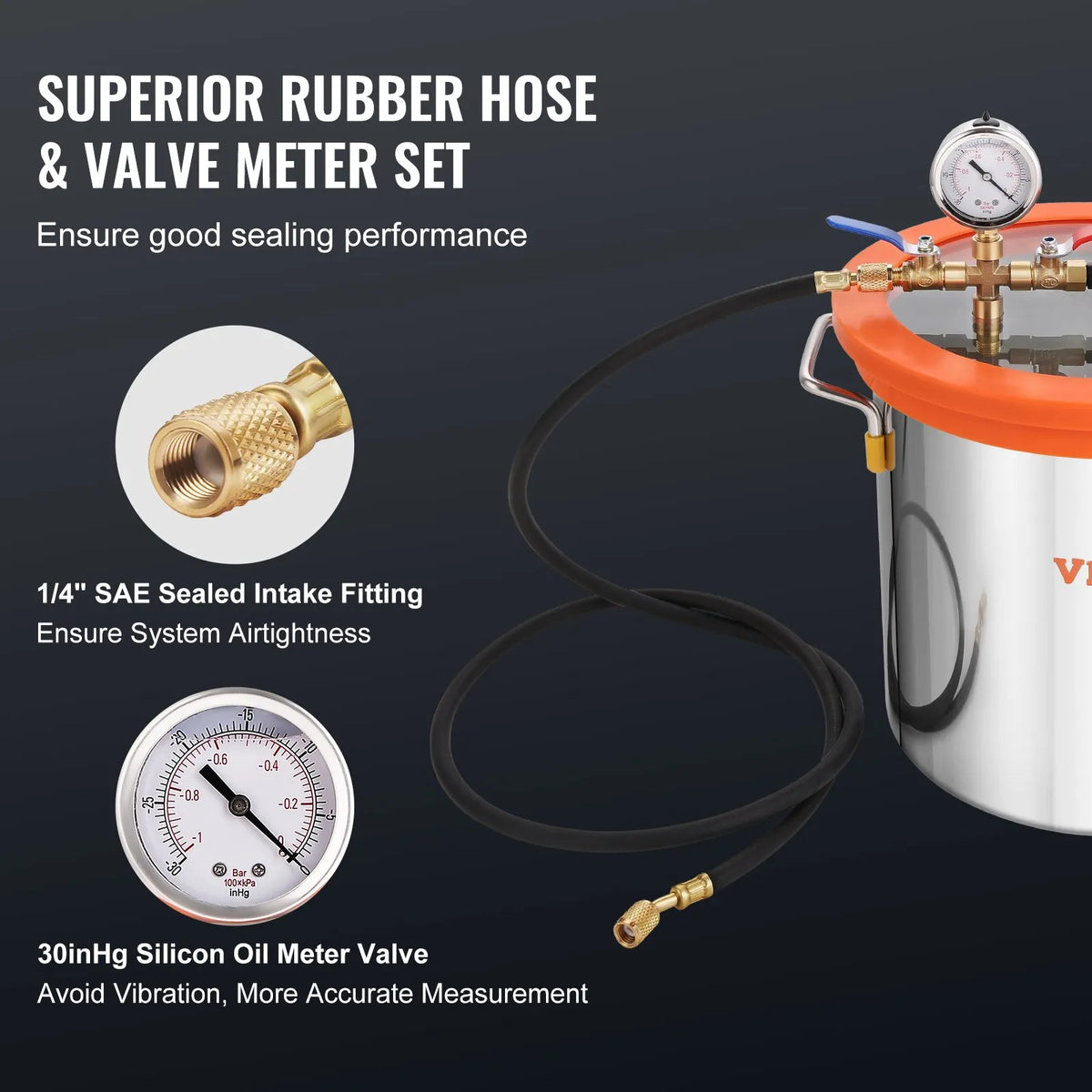 VEVOR Vacuum Chamber 11.4 L with Single-Stage Vacuum Pump 99 L/min, Tempered Glass Lid, Includes 250 ml Oil Bottle, for Wood Stabilisation and Silicone and Epoxy Degassing