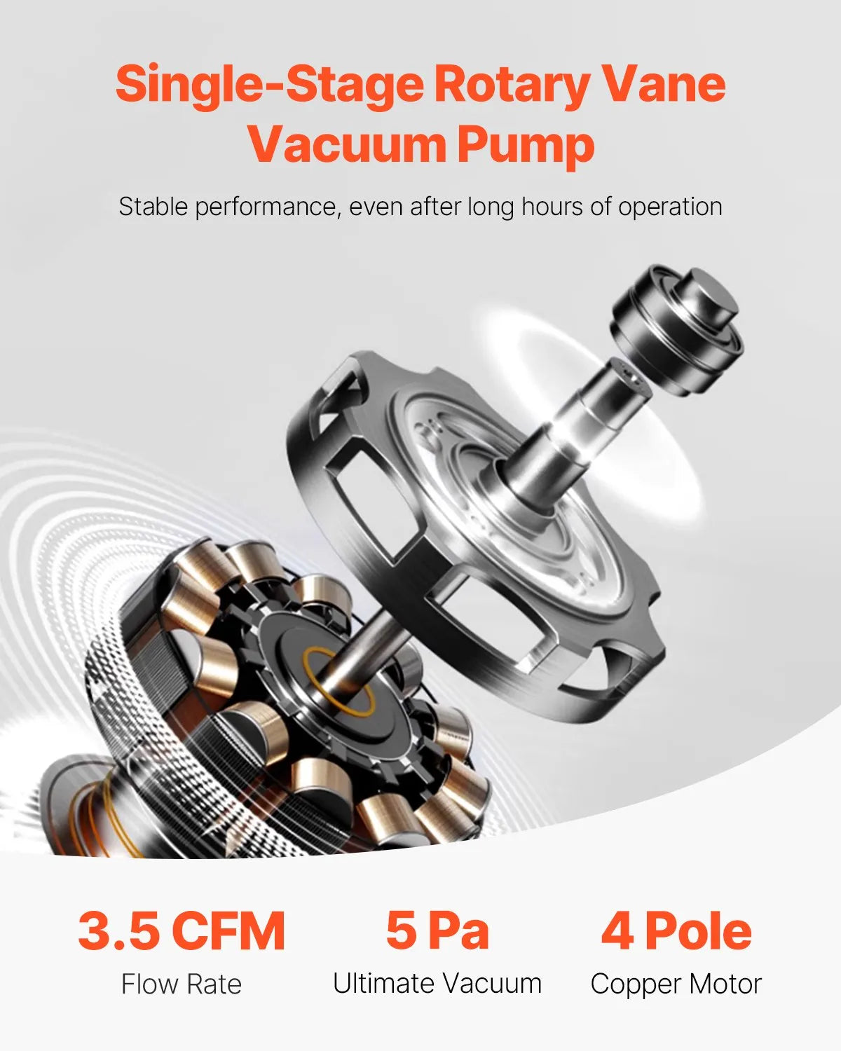 VEVOR Single-Stage HVAC Vacuum Pump with Gauge Kit 217 l/min, Rotary Vane Design, with Hoses, Suitable for R134a, R12, R22, R502a, R410A, R404, R407C Refrigerants