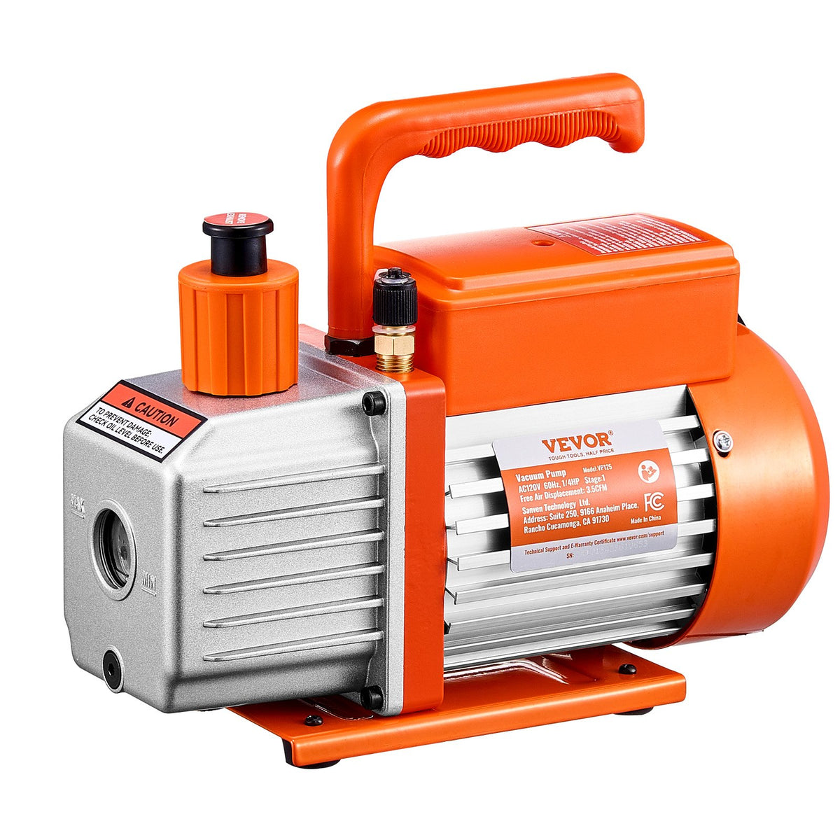 VEVOR Vacuum Chamber 19 L with Single-Stage Vacuum Pump 100 L/min, Stainless Steel Chamber with Acrylic Lid, Includes Oil and 1.5 m Hose, for Resin, Silicone and Epoxy Degassing