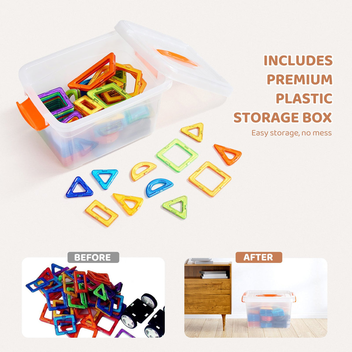 VEVOR Magnetic Tiles 123 pcs with Wheels and Panoramic Wheel, STEM, from 5 Years